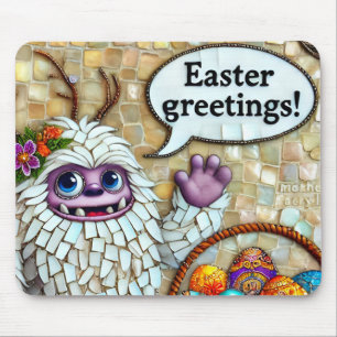Tapis De Souris HEUREUX YETI'S EASTER ACCUEILLE LES Oeufs ~