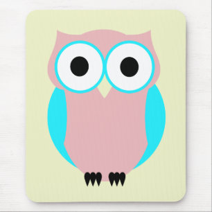 Tapis De Souris Hibou bleu et rose mignon Mousepad