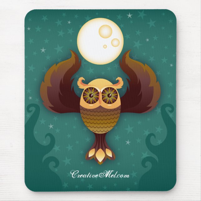 Tapis De Souris Hibou Brown Mousepad de lune (Devant)