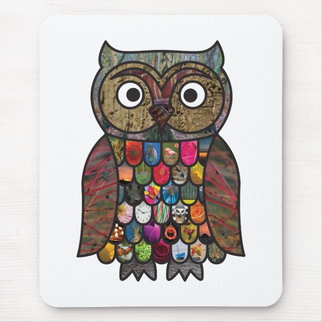 Tapis De Souris Hibou de patchwork (Devant)