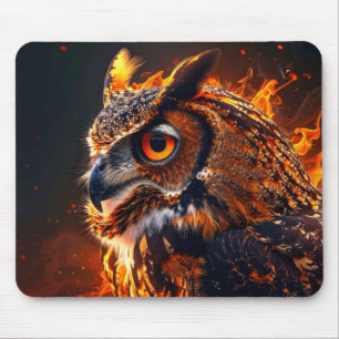Tapis De Souris Hibou en feu