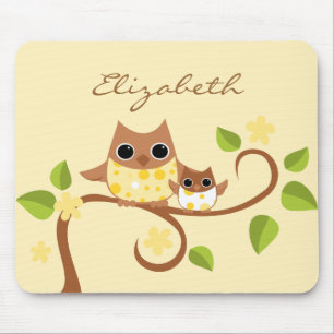 Tapis De Souris Hiboux de maman et de bébé