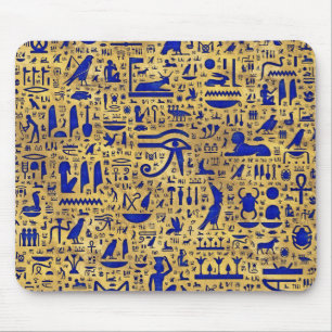 Tapis De Souris Hiéroglyphe égyptien Lapis Lazuli et Gold