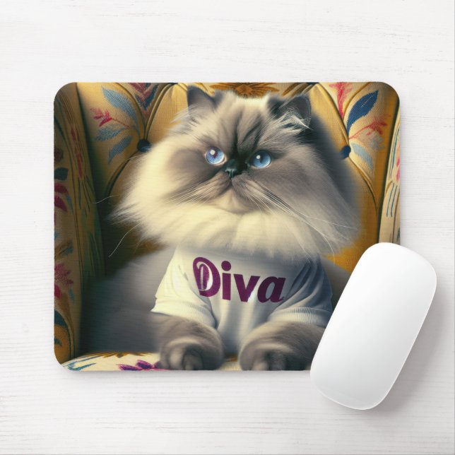 Tapis De Souris Himalaya Diva Chat sur une chaise (Avec souris)