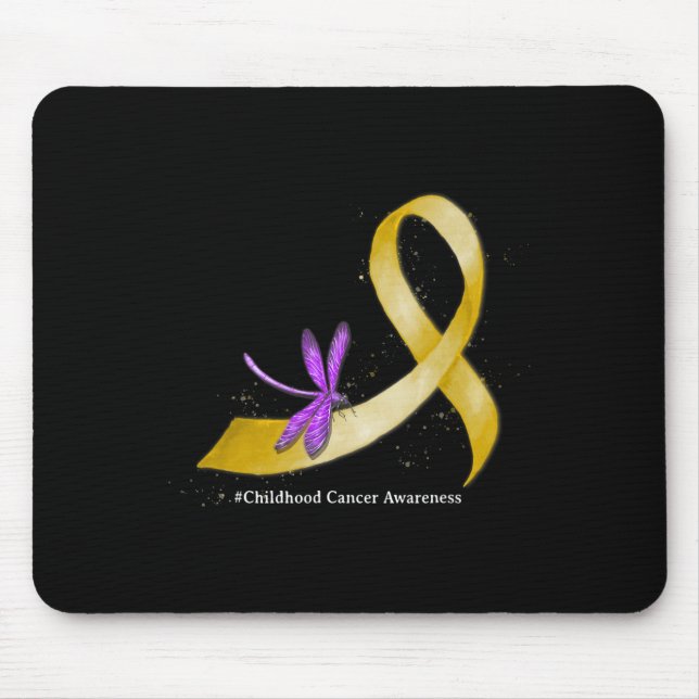 Tapis De Souris Hippie Dragonfly Yellow Ribbon Childhood Cancer Aw (Devant)