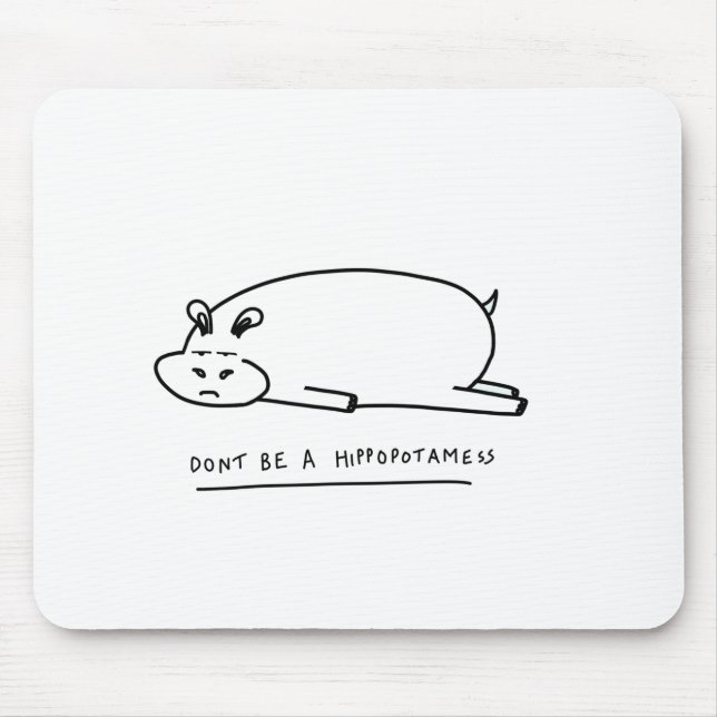 Tapis De Souris Hippo Moody avec un jeu de mots (Devant)