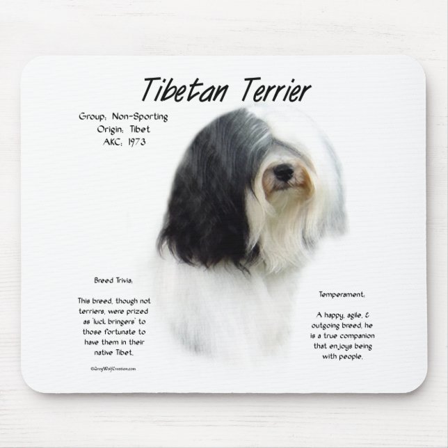 Tapis De Souris Histoire des Terriers Tibétains; J'Aime Les Terrie (Devant)