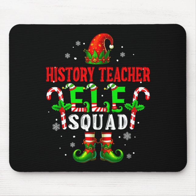 Tapis De Souris History Teacher Elf Squad Xmas Elf Hat Scute Ss Cu (Devant)