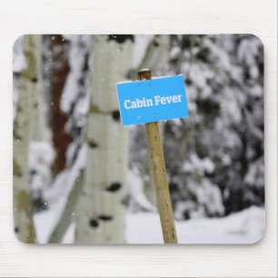 Tapis De Souris Hiver Cabine Fièvre Fête saison neige