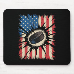 Tapis De Souris Hockey Patriotique 4 Juillet Drapeau Américain Vin