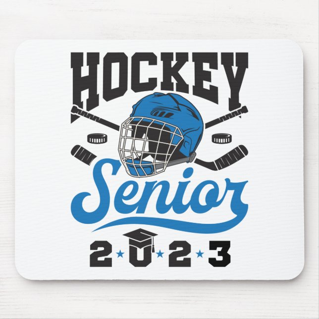 Tapis De Souris Hockey senior 2023 Graduation Bleu blanc (Devant)