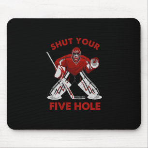 Tapis De Souris Hockey sur glace amusant - Fermez vos cinq trous