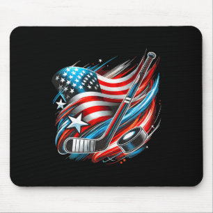 Tapis De Souris Hockey sur glace patriotique 4 juillet Indépendanc