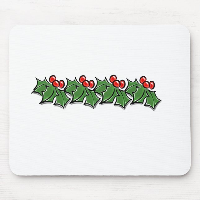 Tapis De Souris Holly Feuilles, Holly Berries, couronne de Noël (Devant)