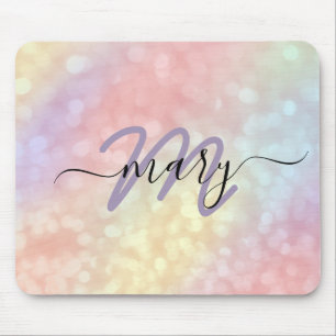 Tapis De Souris Holograph Pastel Ombre Name Monogram. Lux