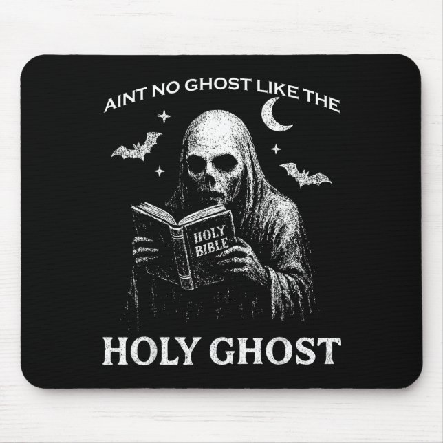 Tapis De Souris Holy Ghost Creepy Realistic Distressed Halloween B (Devant)