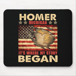 Tapis De Souris Homer Michigan Usa Drapeau 4 Juillet