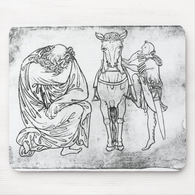 Tapis De Souris Homme assis, chevalier montant son cheval (Devant)