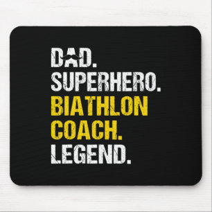 Tapis De Souris Homme Papa Superhero Biathlon Entraîneur Funny Bia