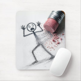 Tapis De Souris Homme stick figure choqué avec une gomme