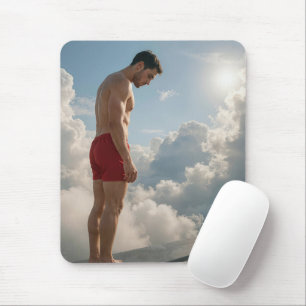 Tapis De Souris Homme sur un plongeoir dans les nuages
