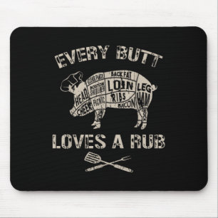 Tapis De Souris Hommes Drôle Butt Aime Rub Viande Barbecue Fumeur