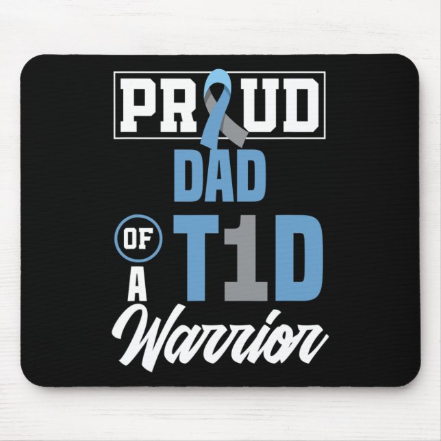 Tapis De Souris Hommes Fier Papa D'Un Guerrier T1D Sensibilisation (Devant)