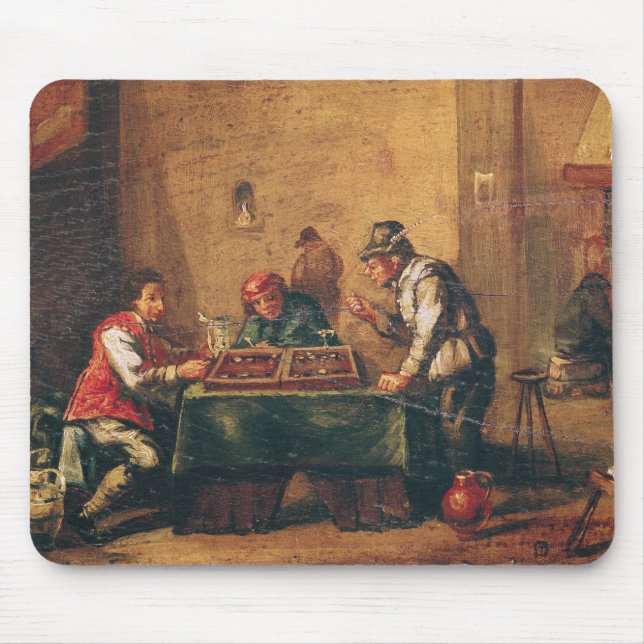 Tapis De Souris Hommes jouant au backgammon dans une taverne (Devant)