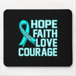 Tapis De Souris Hope Faith Love Ptsd Stress Awareness Ribbon Graph