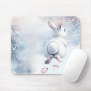 Tapis De Souris Hopping Bunny Quitter Empreintes de pattes de coeu