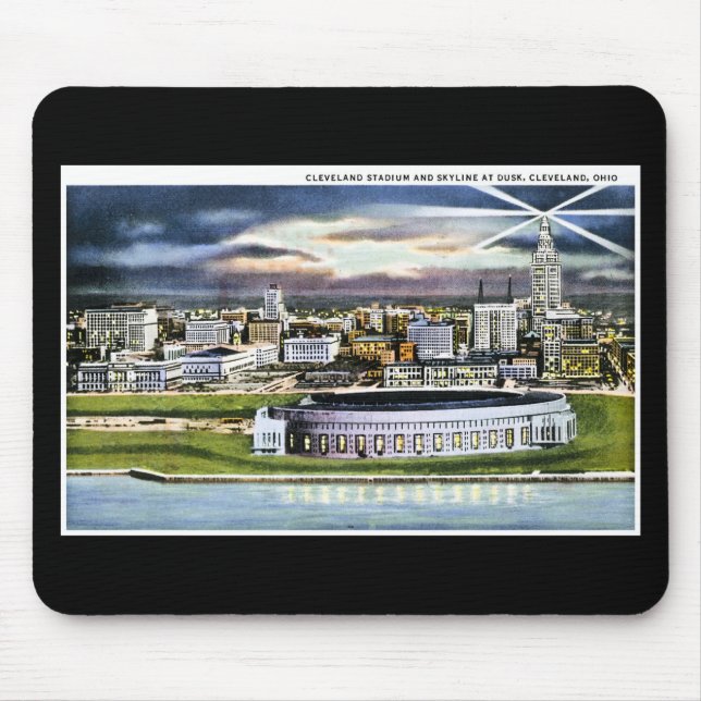 Tapis De Souris Horizon de Cleveland Stadium au crépuscule, (Devant)