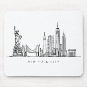 Tapis De Souris Horizon de New York minimaliste en ligne art