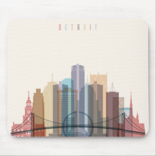 Tapis De Souris Horizon de ville de Detroit, Michigan  