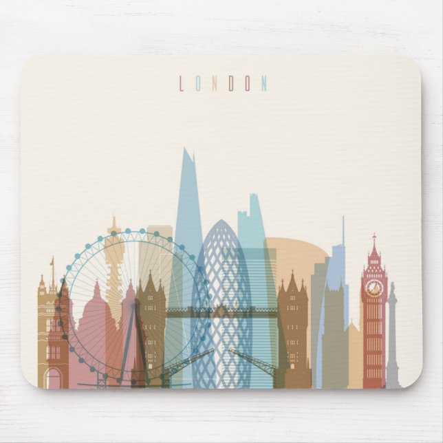 Tapis De Souris Horizon de ville de Londres, Angleterre | (Devant)