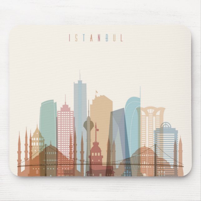 Tapis De Souris Horizon de ville d'Istanbul, Turquie | (Devant)