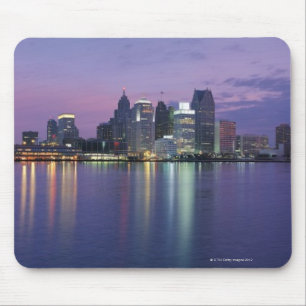 Tapis De Souris Horizon des Etats-Unis, Michigan, Detroit, nuit