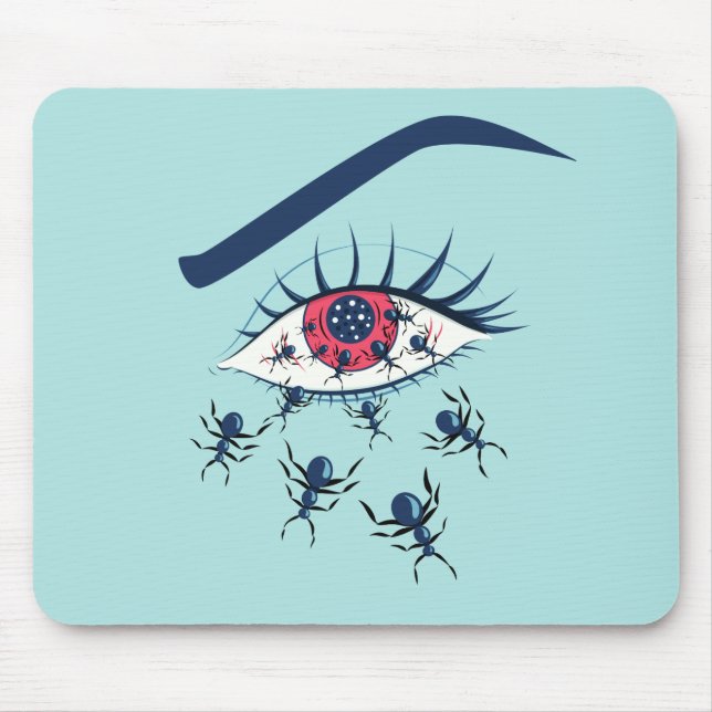 Tapis De Souris Horreur Art Déplaisant Crawling Insectes Oeil (Devant)