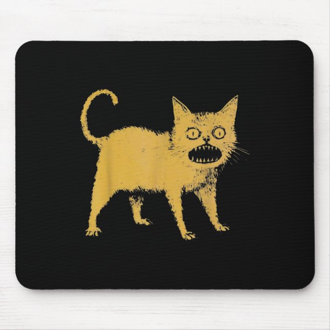 Tapis De Souris Horrible chat japonais drôle (Devant)