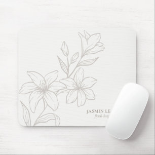 Tapis De Souris Hors blanc   Flore minimale chic
