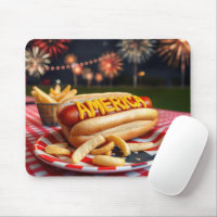 Hot Dog with America Text et Fireworks