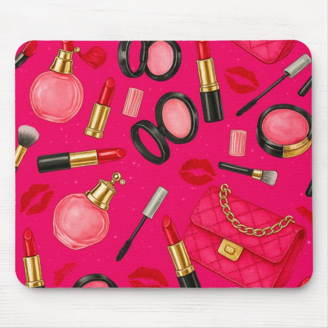 Tapis De Souris Hot Pink Glam Makeup Mouse Pad (Devant)