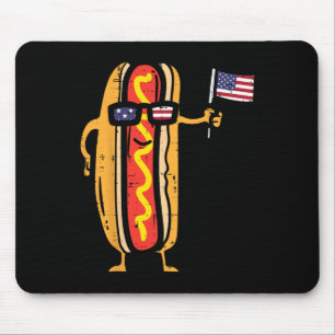 Tapis De Souris Hotdog Sungles Drapeau américain Usa 4 juillet drô