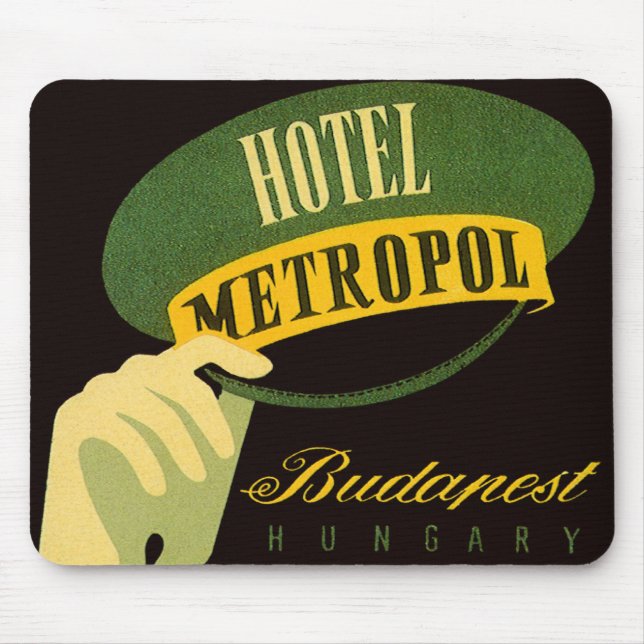 Tapis De Souris Hotel Metropol Budapest Hongrie Bellhop Casquette (Devant)