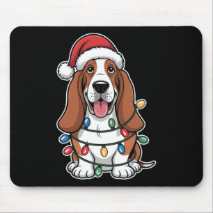 Tapis De Souris Hound Pari Enveloppé Dans Les Lumières De Noël