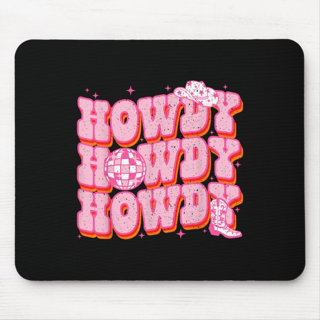 Tapis De Souris Howdy Southern Western Girl Country Rodeo Rose Cow (Devant)