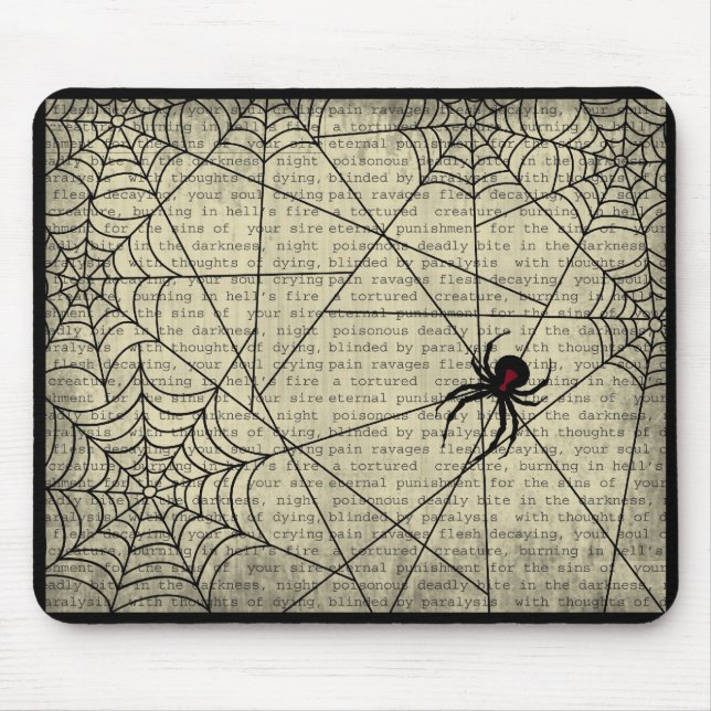 Tapis De Souris Huez l'araignée de veuve noire et le texte (Devant)