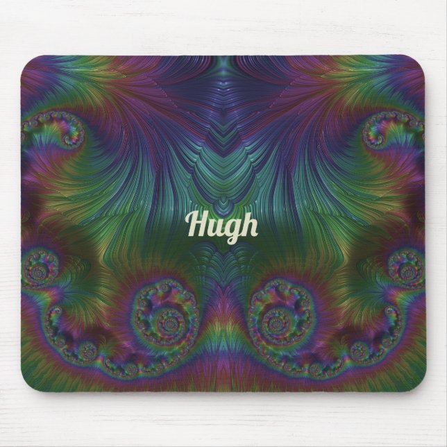 Tapis De Souris HUGH ~ Aqua jaune et design bleu (Devant)
