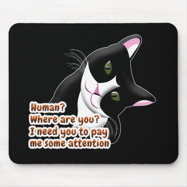 Tapis De Souris Humain ? Où es-tu ? Chat (Devant)