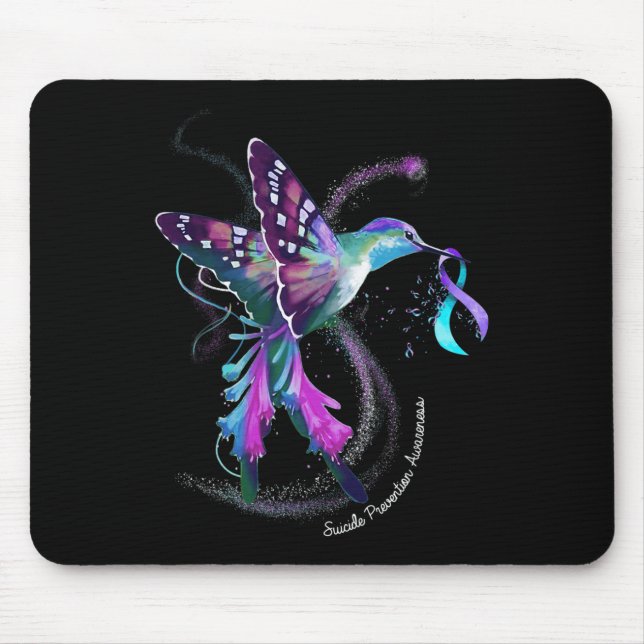 Tapis De Souris Hummingbird Purple Blue Ribbon Prévention du suici (Devant)