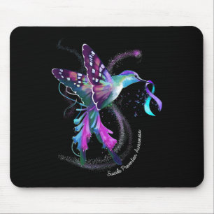 Tapis De Souris Hummingbird Purple Ribbon Prévention du suicide
